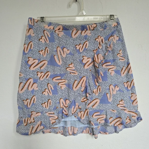 Retro 80s 90s Multi Memphis Style Ruffle Skirt Size Small Compañía Fantástica - Picture 4 of 11
